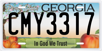 GA license plate CMY3317