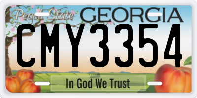 GA license plate CMY3354