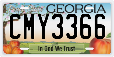 GA license plate CMY3366