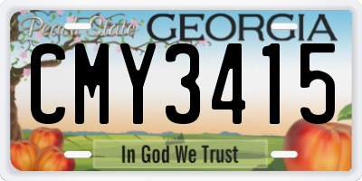 GA license plate CMY3415