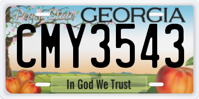 GA license plate CMY3543