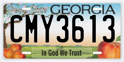 GA license plate CMY3613