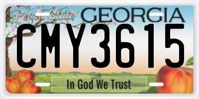 GA license plate CMY3615