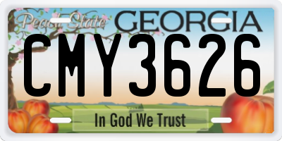 GA license plate CMY3626