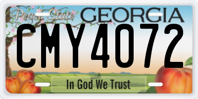 GA license plate CMY4072
