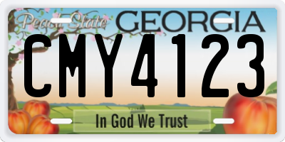 GA license plate CMY4123