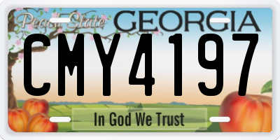 GA license plate CMY4197