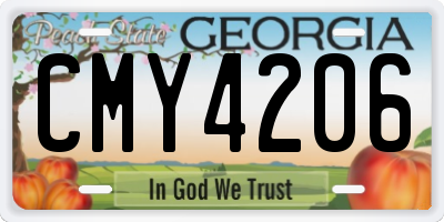 GA license plate CMY4206