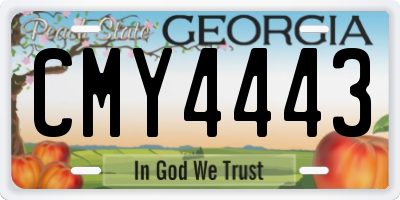GA license plate CMY4443