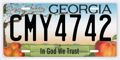 GA license plate CMY4742
