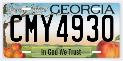 GA license plate CMY4930