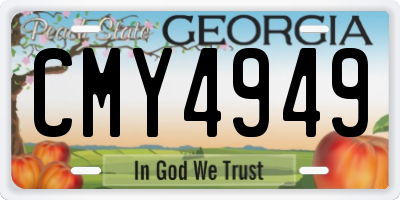 GA license plate CMY4949