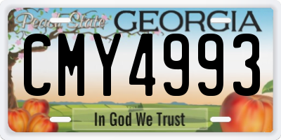 GA license plate CMY4993
