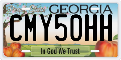 GA license plate CMY50HH