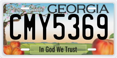 GA license plate CMY5369