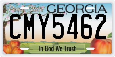 GA license plate CMY5462