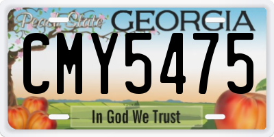 GA license plate CMY5475