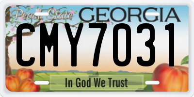 GA license plate CMY7031