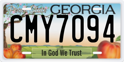 GA license plate CMY7094