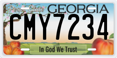 GA license plate CMY7234