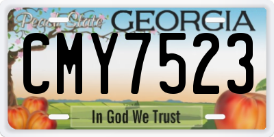 GA license plate CMY7523