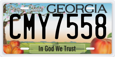 GA license plate CMY7558