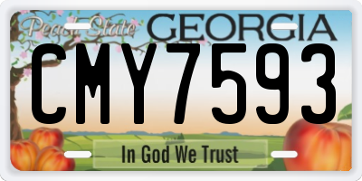 GA license plate CMY7593