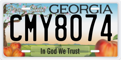 GA license plate CMY8074