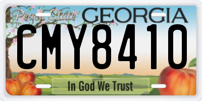 GA license plate CMY8410