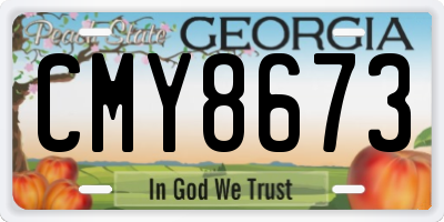 GA license plate CMY8673