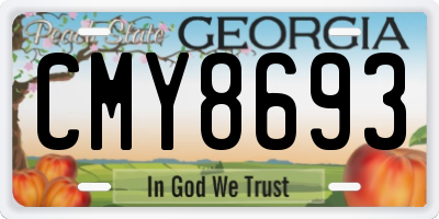 GA license plate CMY8693