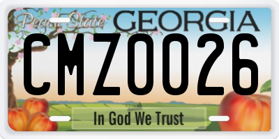 GA license plate CMZ0026
