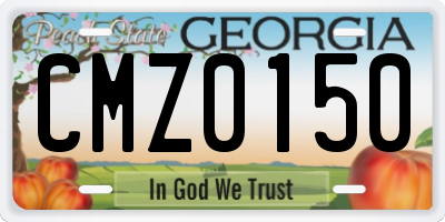 GA license plate CMZ0150