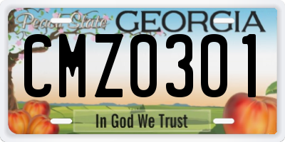 GA license plate CMZ0301