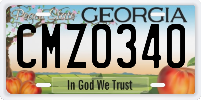 GA license plate CMZ0340