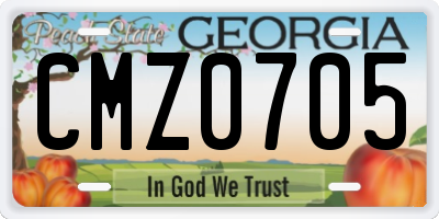 GA license plate CMZ0705