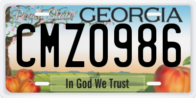 GA license plate CMZ0986
