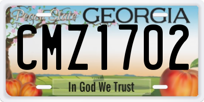 GA license plate CMZ1702