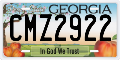 GA license plate CMZ2922