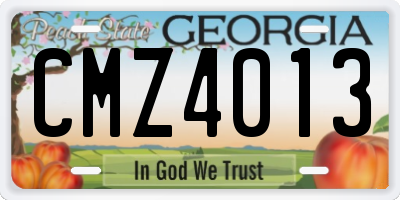 GA license plate CMZ4013
