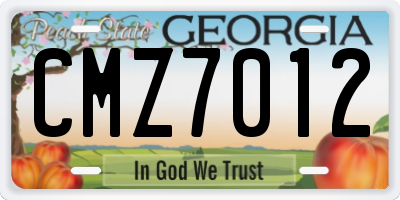 GA license plate CMZ7012