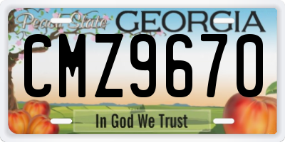 GA license plate CMZ9670