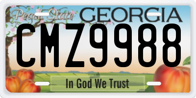 GA license plate CMZ9988