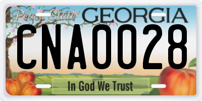 GA license plate CNA0028