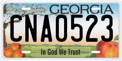 GA license plate CNA0523