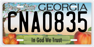 GA license plate CNA0835