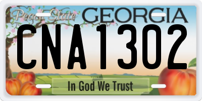 GA license plate CNA1302