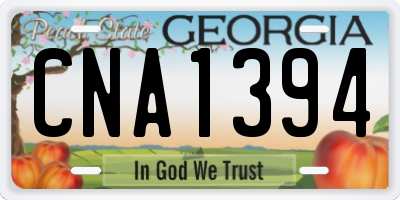 GA license plate CNA1394