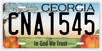 GA license plate CNA1545