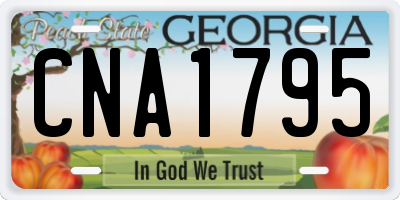 GA license plate CNA1795